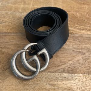Gucci GG Marmont Black Leather Belt